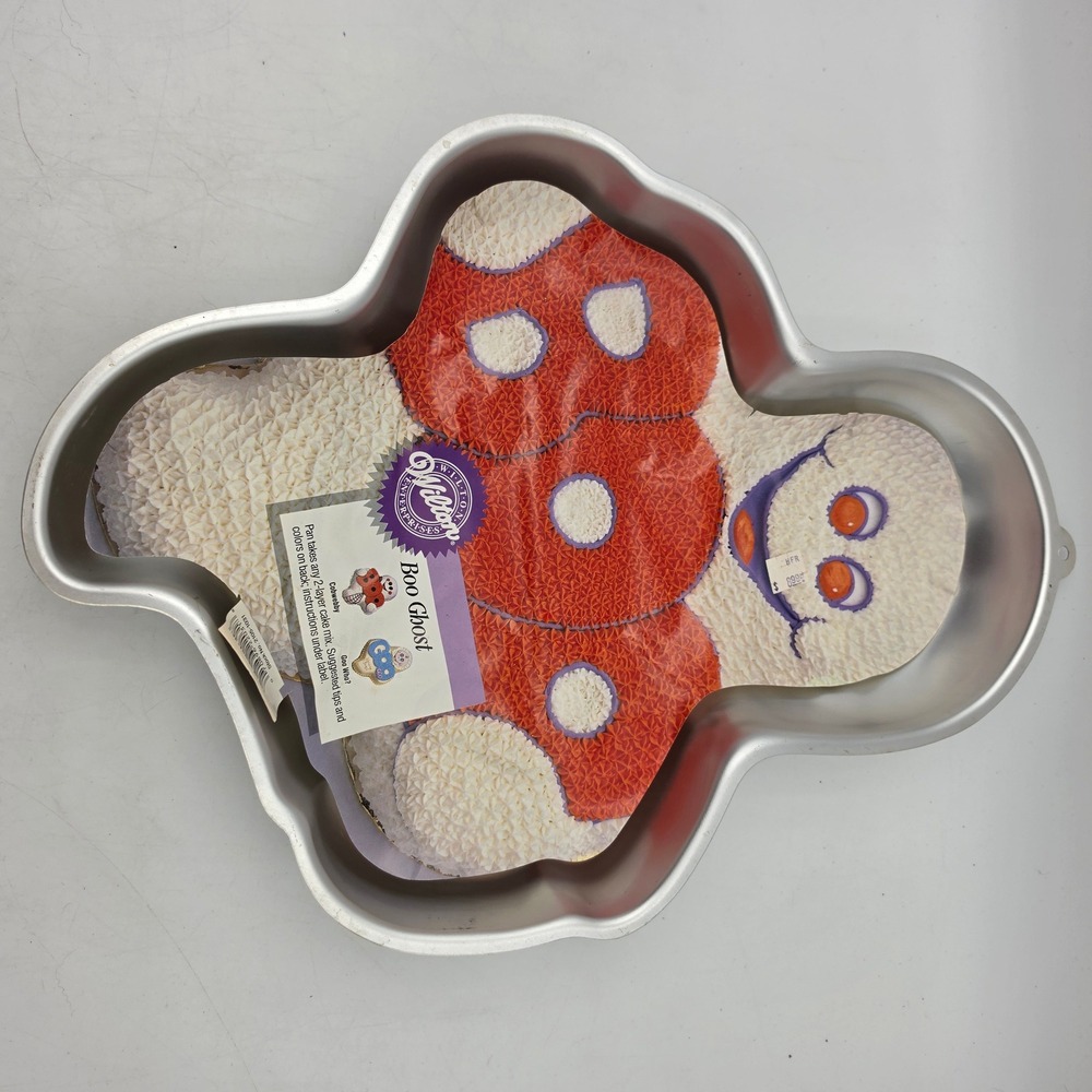 1988 Wilton BOO Ghost Halloween Cake Pan 2105-1031 NOS w/ Insert & Instructions